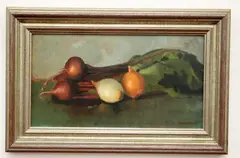 Nancy Valt, Still Life with Onions, Acrylic on canvas