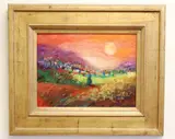 Dorothy Fagan, Sunset over Village, Oil on canvas