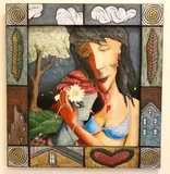 David Stabley, Woman with Bikini Top, 2005, Mixed media on board