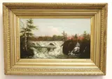 Urban Waterfall by American School, Oil on canvas, sold Nov 2023