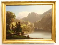 American School, Hiker with a Red Vest, Oil on canvas
