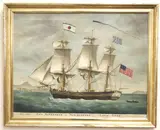 The Ann Alexander Coming into Leghorn in 1807 by American School, Oil on canvas, sold Nov 2023