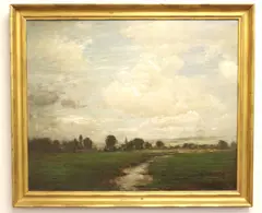 Arthur Parton, Landscape with Stream in Foreground, Oil on canvas