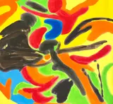 Arlette Jassel, Red and Black Dancing Figures, circa 1970, Acrylic stains on canvas