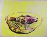 American School, Fish with Red Bowl, 1965, Watercolor on paper
