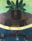 Cordyline Fruticosa Planted in a black Pot by American School, Oil on canvas, offered Dec 2023