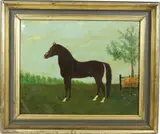 The Brown Horse by American School, Oil on canvas, sold Dec 2023