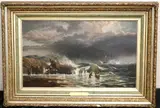 Edward Moran, Launching the Lifeboat, 1868, Oil on canvas