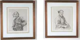 Rudolf Seiler, Two works: The Wood Carver And The Peddler Woman, Pencil signed lower right hand corner