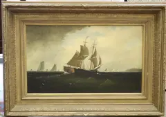 Continental School, Barque on a Stormy Sea, Oil on canvas. unsigned