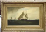 Barque on a Stormy Sea by Continental School, Oil on canvas. unsigned, sold Dec 2023