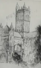 Gustav Trois, Washington Cathedral, Pencil titled, numbered and titled