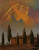 Rickie du Burke, Italian Landscape, Acrylic on canvas mounted on board