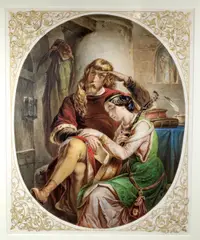 Franz Joseph Dobyaschofsky, Medieval Lovers, 1851, Watercolor, gouache and pencil on paper