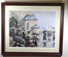 Robert Josset, Rainy Sunday, Ink signed lower right hand corner