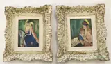 Marie Laurencin, Two Works: Nurturing Scenes, Pair of small oil paintings on canvas board