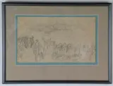 French School, City Siege by Napoleon's Troops, Pencil drawing