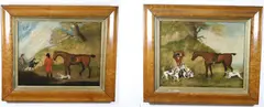 English School, Pair of Hunting Scenes, Oil on canvas