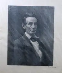 Gustav Kruell, Portrait of beardless Abraham Lincoln, 1891, Pencil signed lower right hand corner