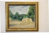 William Chadwick, Haystacks in the Field, Oil on board