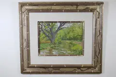 T. Allen Lawson, Woodland Landscape with Stream, Oil on Masonite