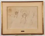 Edgar Degas, Studies for a Saint Christopher Carrying Christ and the artist's hand, circa 1860, Ink and graphite on paper