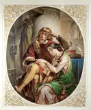 Franz Joseph Dobyaschofsky, Medieval Lovers, 1851, Watercolor, gouache and pencil on paper