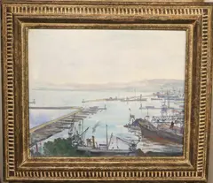 Jean-Eugène Bersier, le port d' alger au matin, Oil on canvas