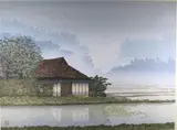 Miyamoto Shufu, Lakeside Villa, Pencil numbered, dated, titled, and signed in Japanese and English