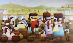 Yuri Arimizu, Market Day, Oil on canvas
