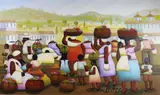 Yuri Arimizu, Market Day, Oil on canvas
