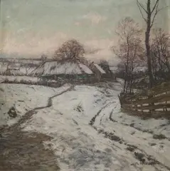 Alois Kalvoda, Late Afternon Winter Landscape, Oil on canvas