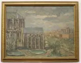 Gothic Cathedral, 1929, (for restoration) by Continental School, Oil on canvas, offered Mar 2024