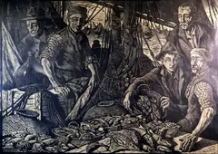 Giovanni Giuliani, Fishermen, 1935, Woodcut