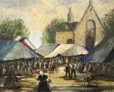 Sunday Market, (For restoration) by Continental School, Oil on board, offered Mar 2024