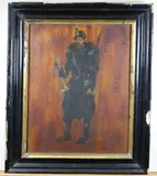 Soldier Carrying a Trumpet by Continental School, Oil on board, offered Mar 2024
