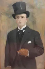 French School, Young Gentleman Wearing a Top Hat, Pastel on paper laid down to a canvas