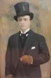 French School, Young Gentleman Wearing a Top Hat, Pastel on paper laid down to a canvas