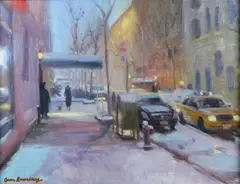 Jane Rosenberg, An Inch of Snow in the City, Oil on board