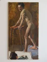 Fred Pfeiffer, Naked Male Figure, Oil on canvas