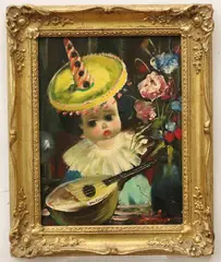Jean Calogero, Girl with the Yellow Hat, Oil on canvas
