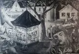 Prentiss Taylor, Womans Club Carnival, 1950, Pencil signed, dated, and titled at base