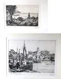 Albert Edel, A Pair of Works: "The Three Towers" and "The Waterfront", Each etching is titled and signed in pencil at base