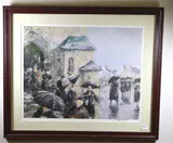 Robert Josset, Rainy Sunday, Ink signed lower right hand corner