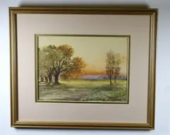 Joseph Anthony Atchison, Late Summer Landscape, 1938, Ink signed and dated lower right hand corner
