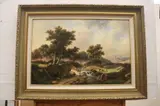 Wouter Janssen, Summer countryside Landscape by the Bridge, Oil on Canvas