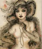 Contemporary Artist, Young Lady, 1957, Mixed media on canvas