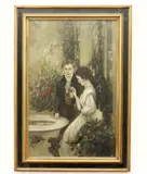 Couple in Love, (for restoration) by American School, Oil on canvas, sold Apr 2024