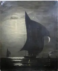 Full Moon by American School, Oil on canvas, sold Apr 2024