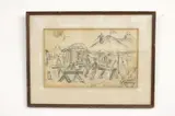 American School, Dishwashing [?] Machine, Charcoal on paper